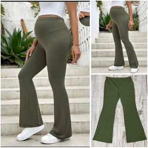 SHEIN Green Flare Boot Cut Maternity Pants Large